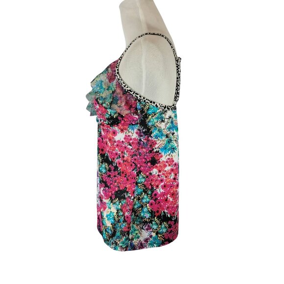 Kenneth Cole Reaction Women's Floral Print Bathing Suit Top Only With Ruffle Tri - Picture 2 of 11